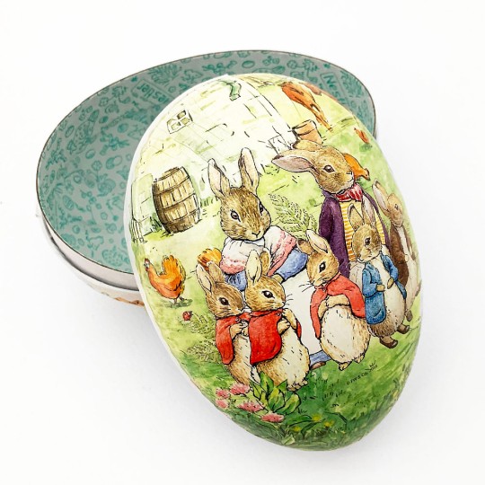 6" Peter Rabbit Bunny Family Papier Mache Easter Egg Container ~ Germany